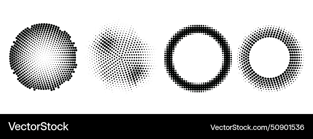 Abstract circular halftone background collection Vector Image