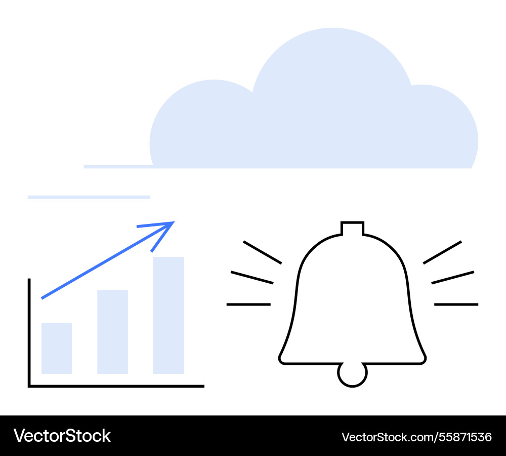 Cloud-based analytics with growth chart Cloud-based analytics with growth chart vector image
