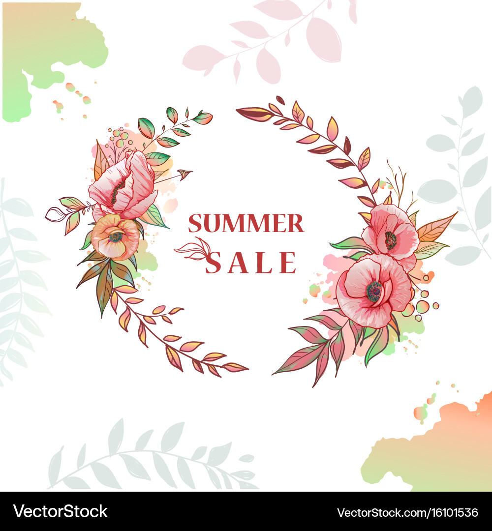 Floral Wreath Sale Vector Image