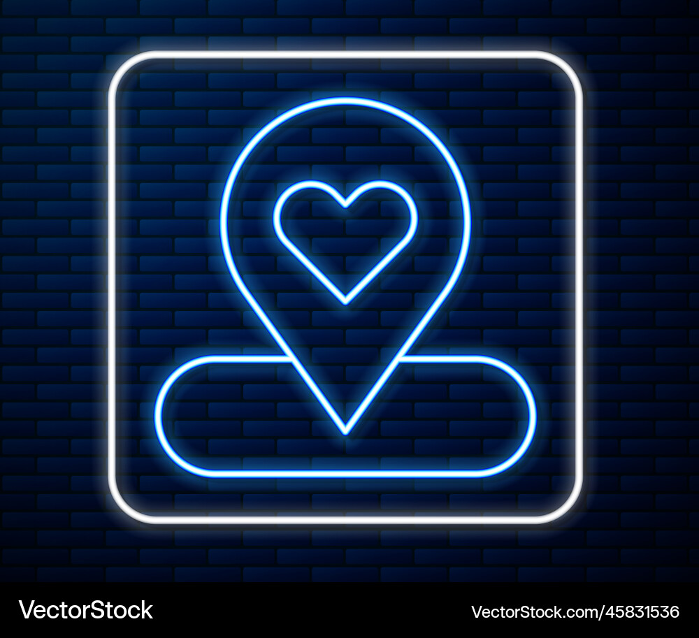 Glowing neon line map pointer with heart icon Glowing neon line map pointer with heart icon vector image