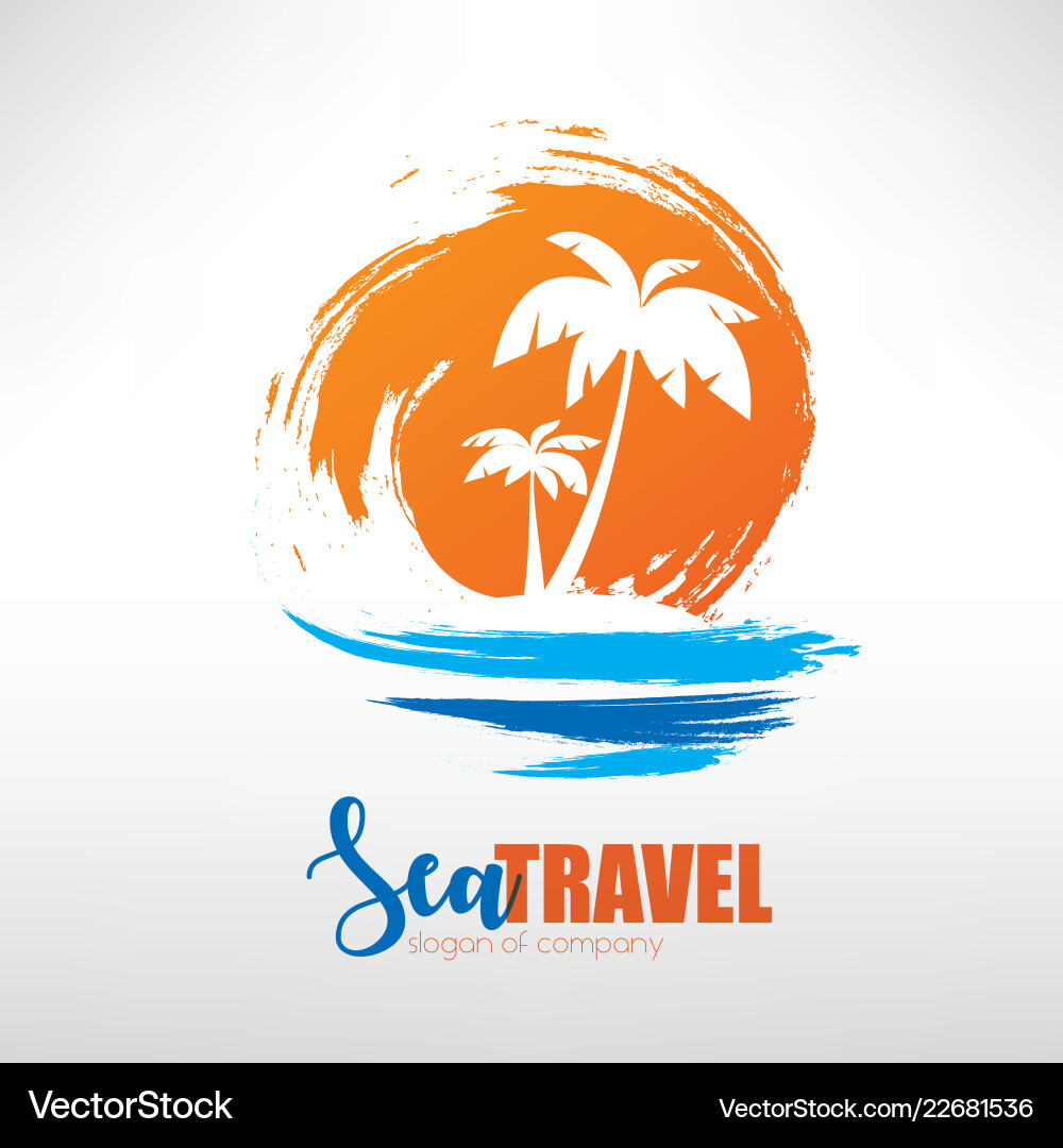 Meerlandschaft mit Palmen auf Insel und Meer Meerlandschaft mit Palmen auf Insel und Meer vektorbild