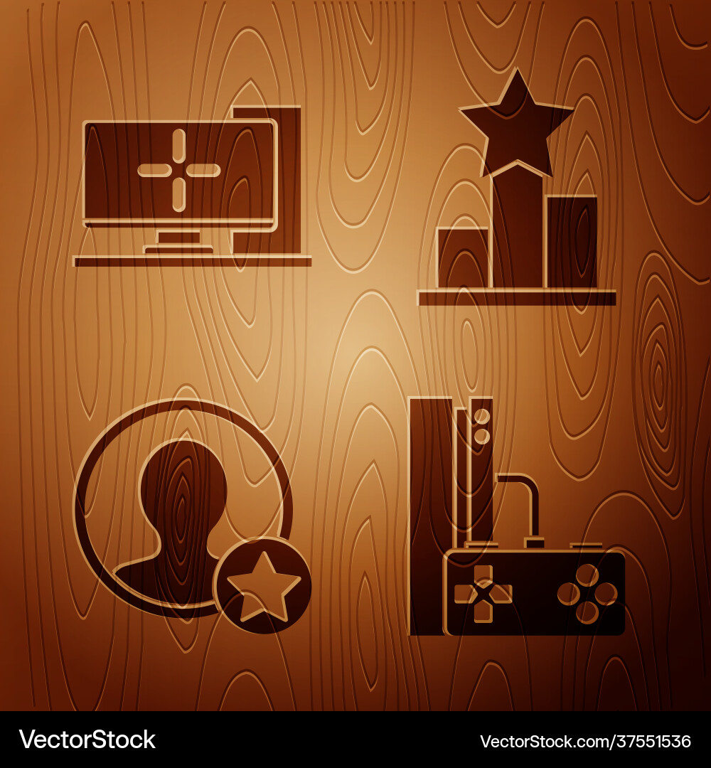 Set game console with joystick computer monitor Set game console with joystick computer monitor vector image