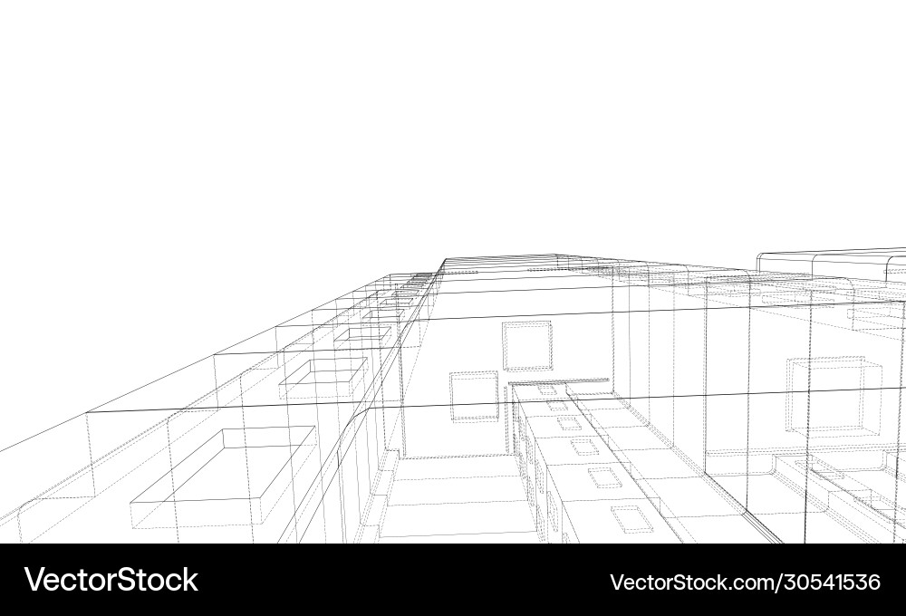 Wire-frame model a multi-storey building Wire-frame model a multi-storey building vector image