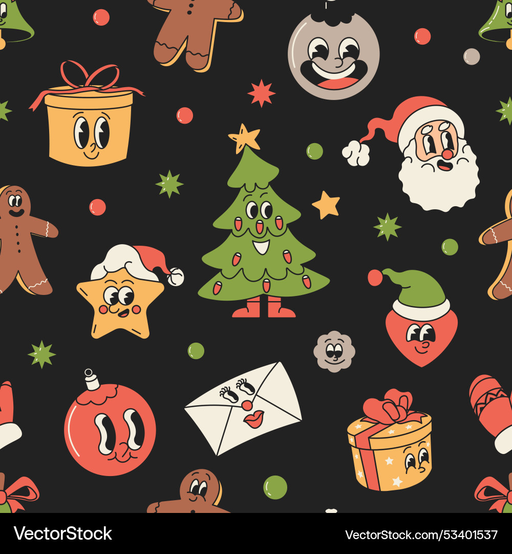 Cartoon christmas seamless pattern Royalty Free Vector Image
