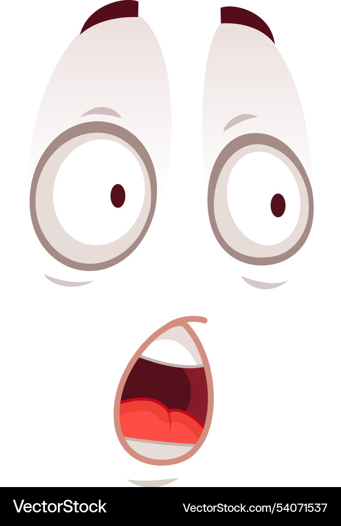 Cartoon face is expressing fear featuring wide Cartoon face is expressing fear featuring wide vector image