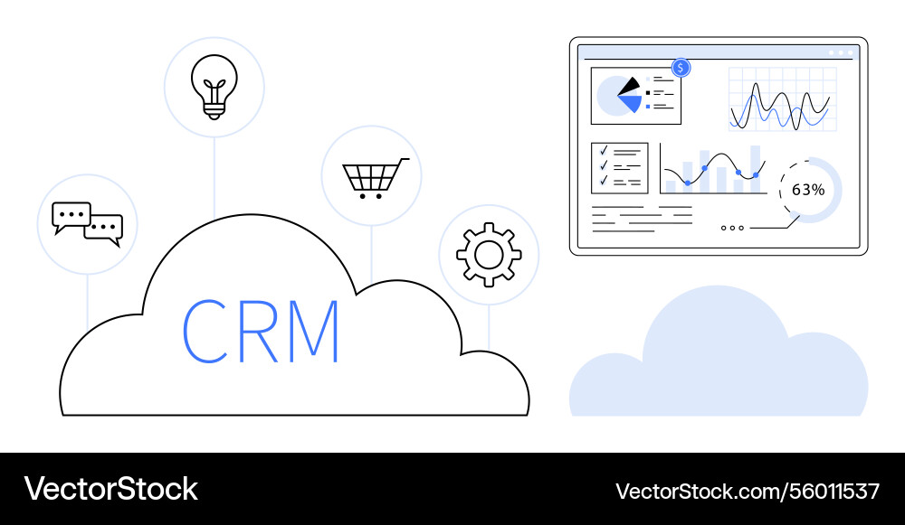 Cloud-based crm with data analytics and business Vector Image