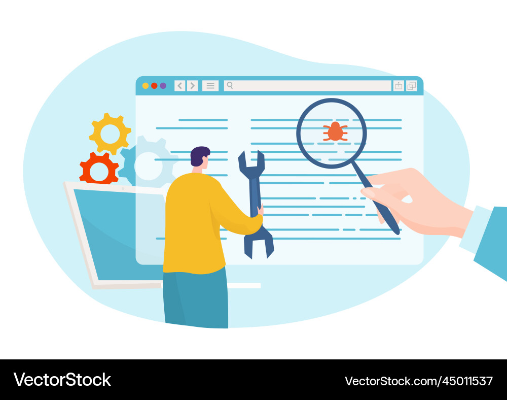 Code Bug Review Technology Vector Image