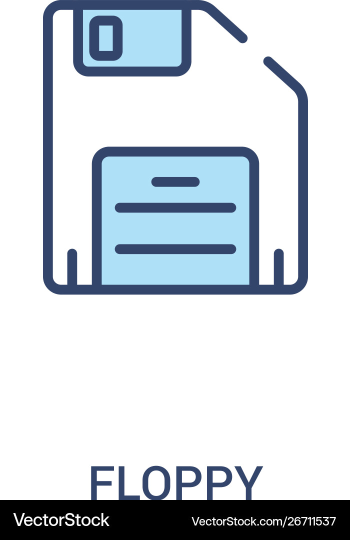 Floppy concept 2 colored icon simple line element Floppy concept 2 colored icon simple line element Vector Image