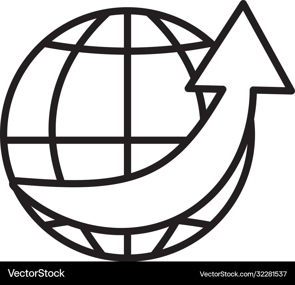 Global sphere and arrow icon line style vector image
