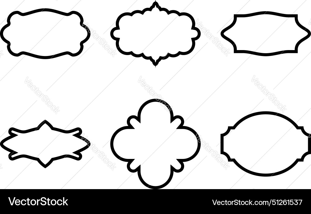 Label frame shape line pictogram symbol visual set Vector Image