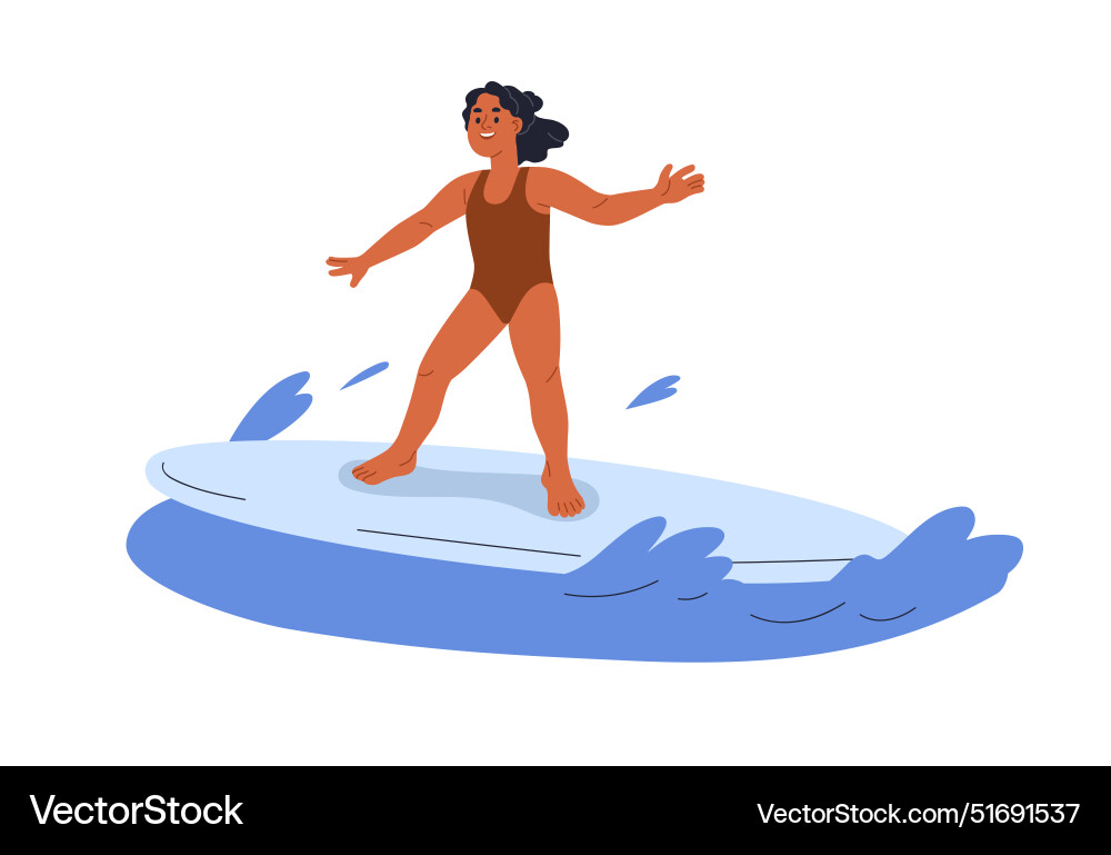 Mädchen auf Surfboard Kinder Surfbrett Reiten Mädchen auf Surfboard Kinder Surfbrett Reiten vektorbild