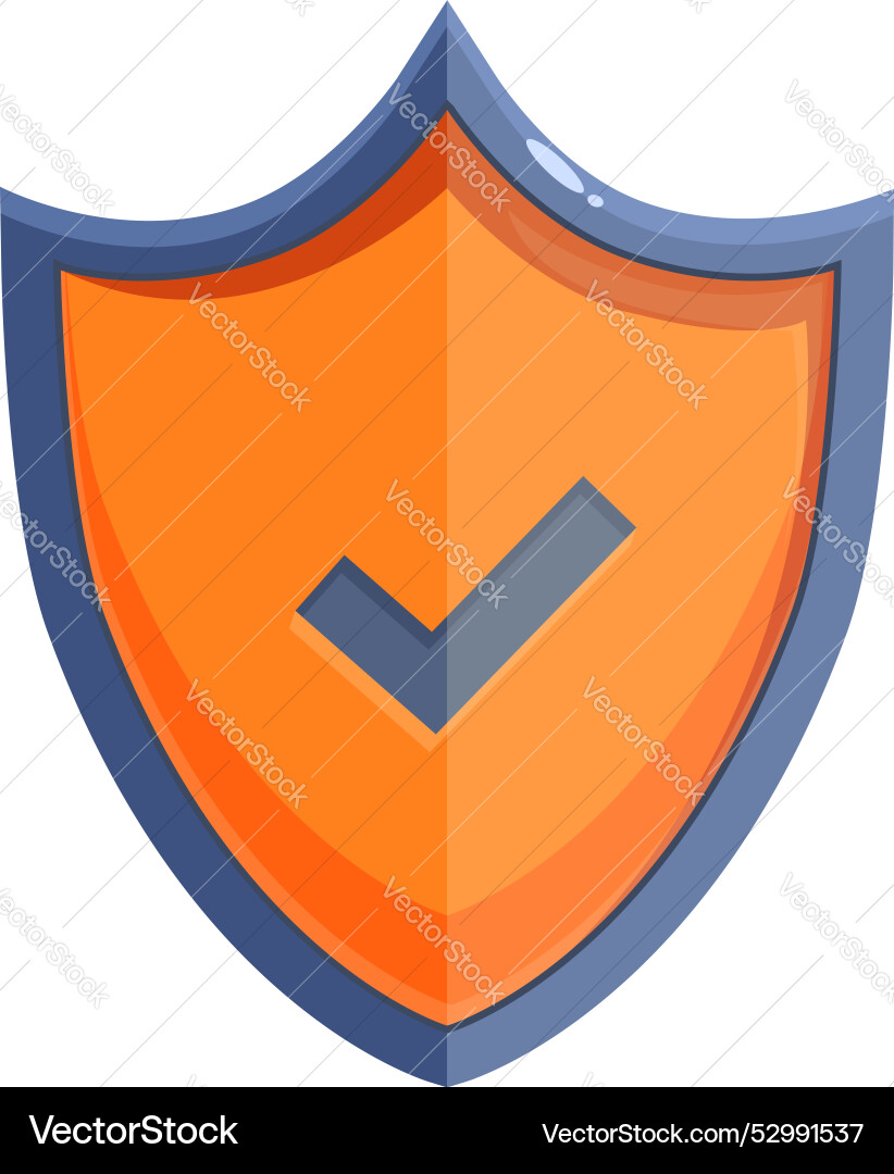 Orange shield displaying check mark representing vector image