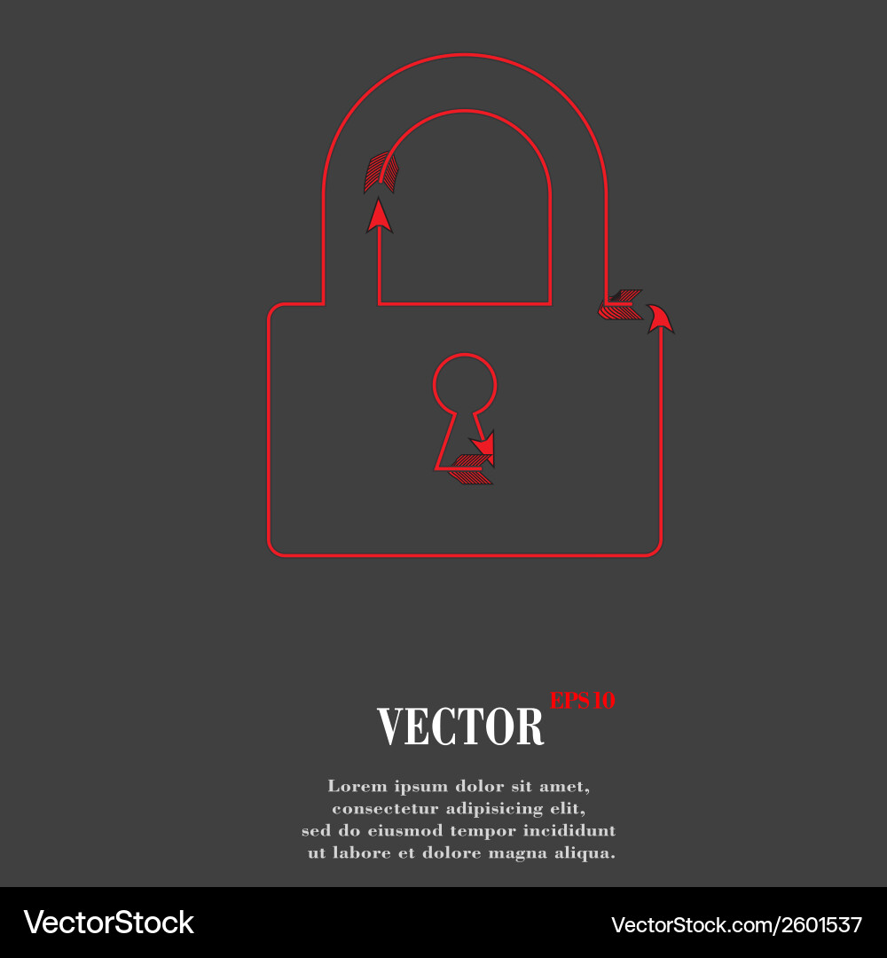Padlock flat modern web button and space for your vector image