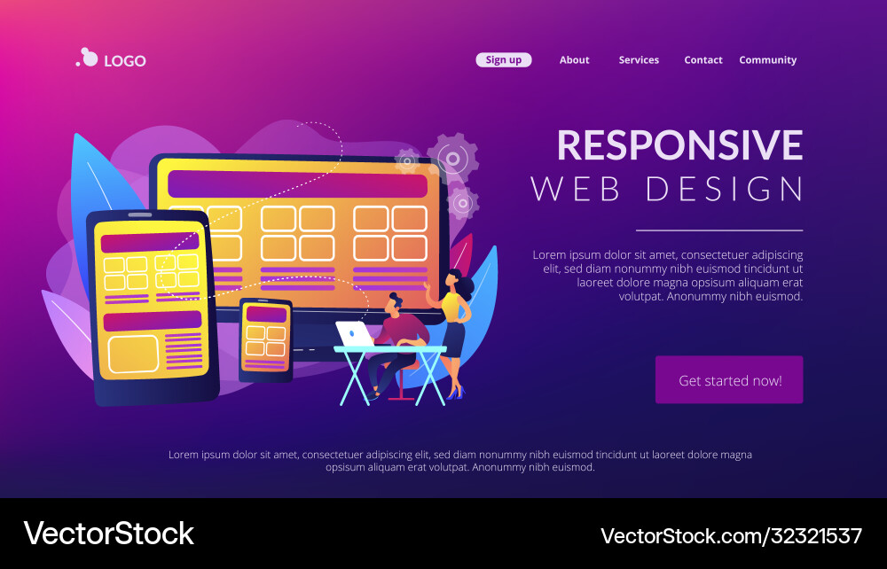 Responsive web design concept landing page Responsive web design concept landing page vector image