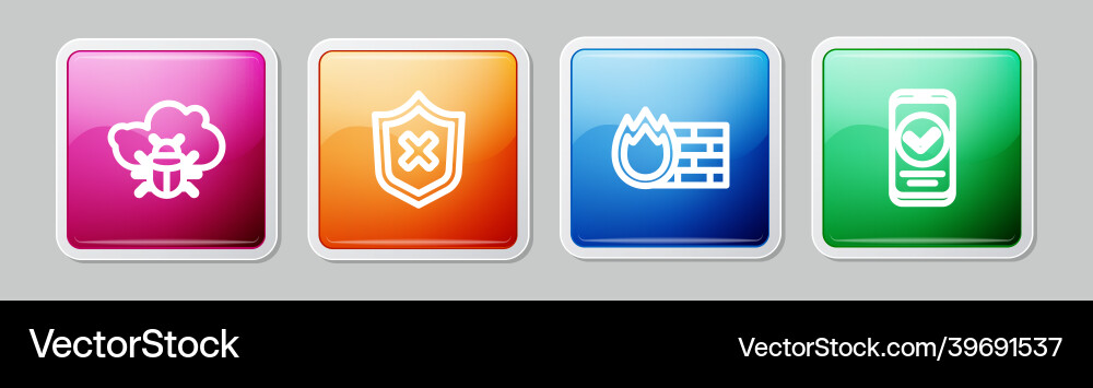 Set line system bug on a cloud shield with cross Vector Image