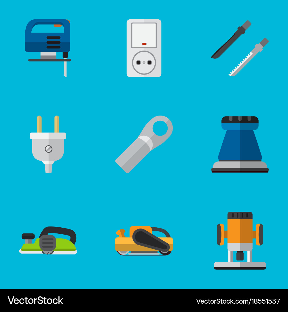 Set of 9 editable instruments flat icons includes vector image