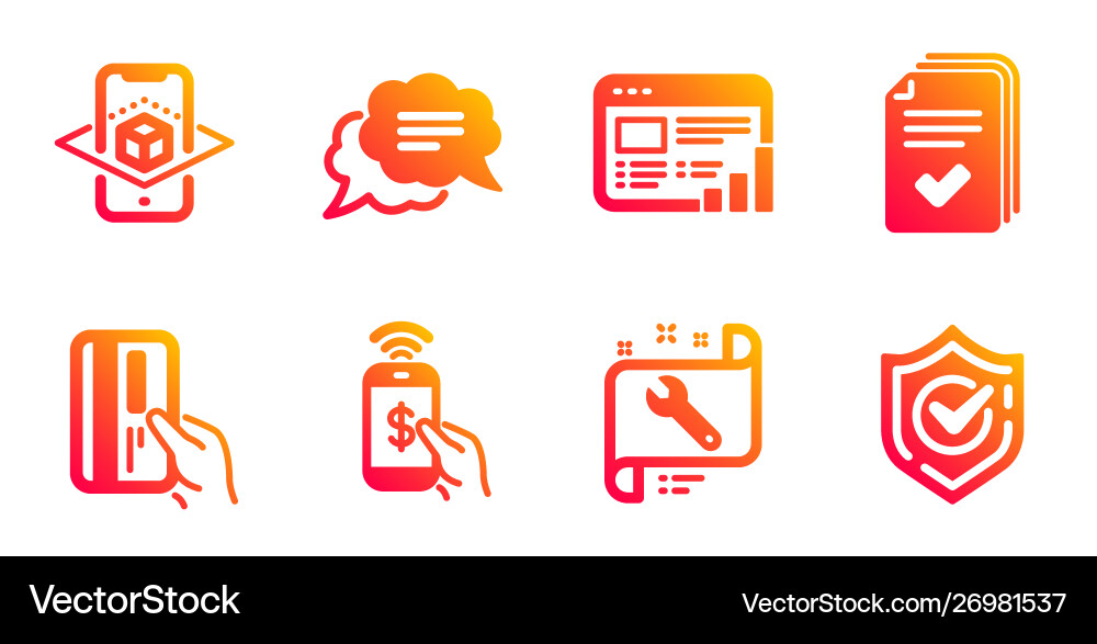 Spanner web report and handout icons set text Vector Image