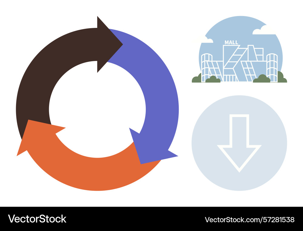 Circular arrows representing process flow Circular arrows representing process flow Vector Image