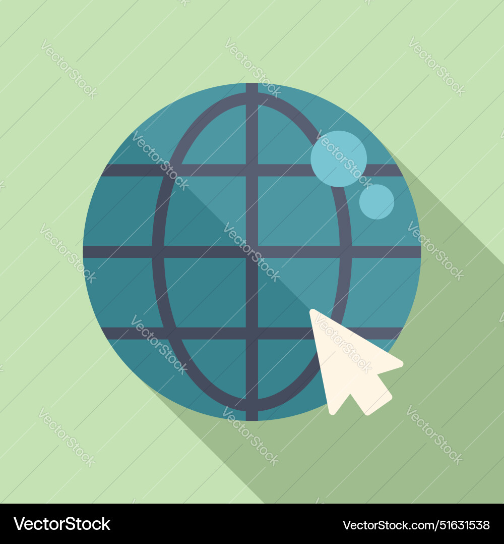 Cursor clicking on globe icon representing global Cursor clicking on globe icon representing global vector image
