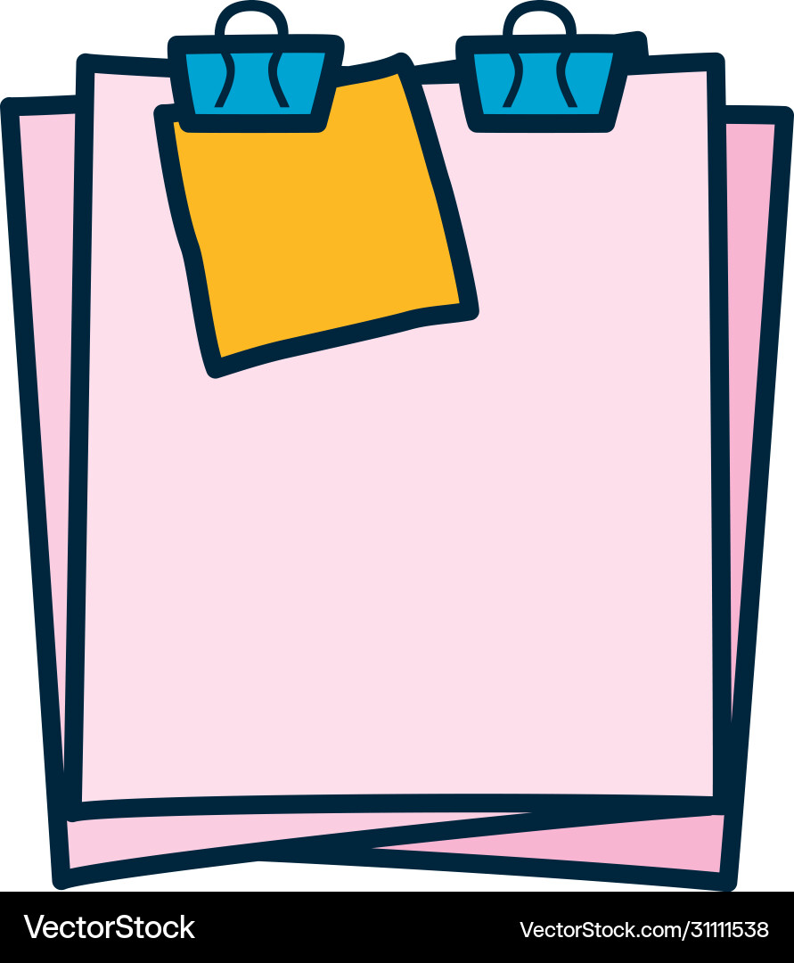Document pages with binder clips icon line vector image
