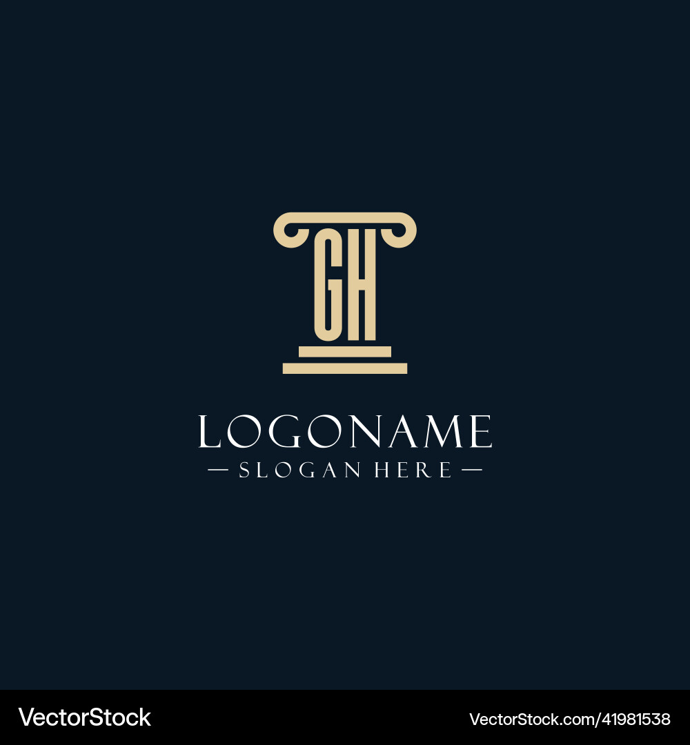 Gh initial monogram logos with pillar shapes style Vector Image