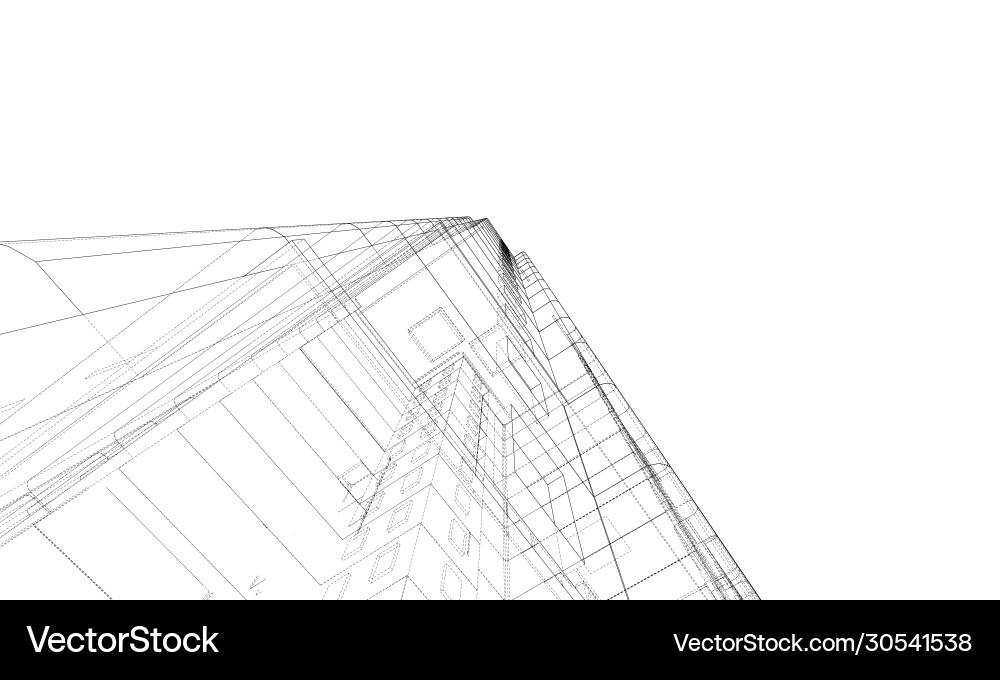 Multi-Story Building Wireframe Model vector image