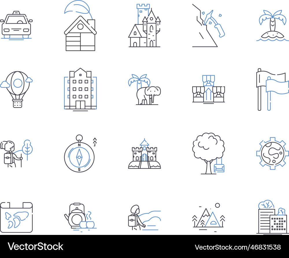 Navigation group line icons collection location Vector Image