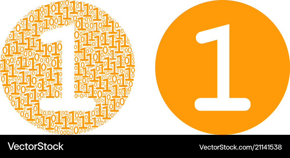 One coin composition of binary digits One coin composition of binary digits vector image