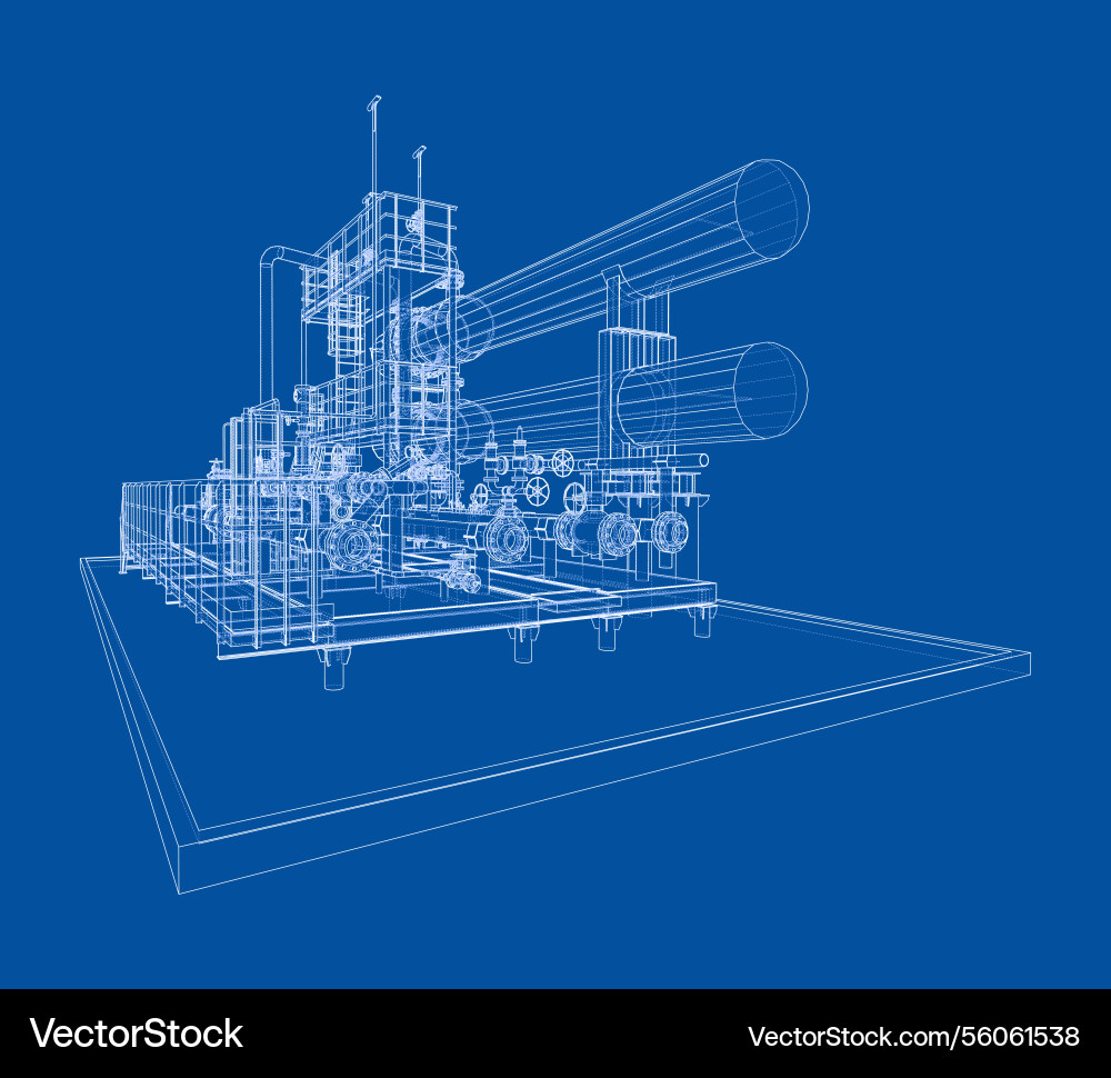 Petroleum heater exchanger rendering of 3d Petroleum heater exchanger rendering of 3d vector image