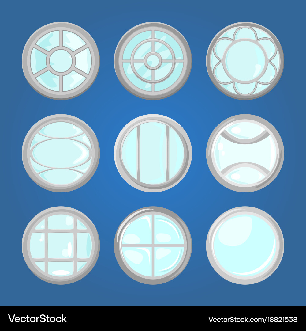 Round windows with different frames Vector Image