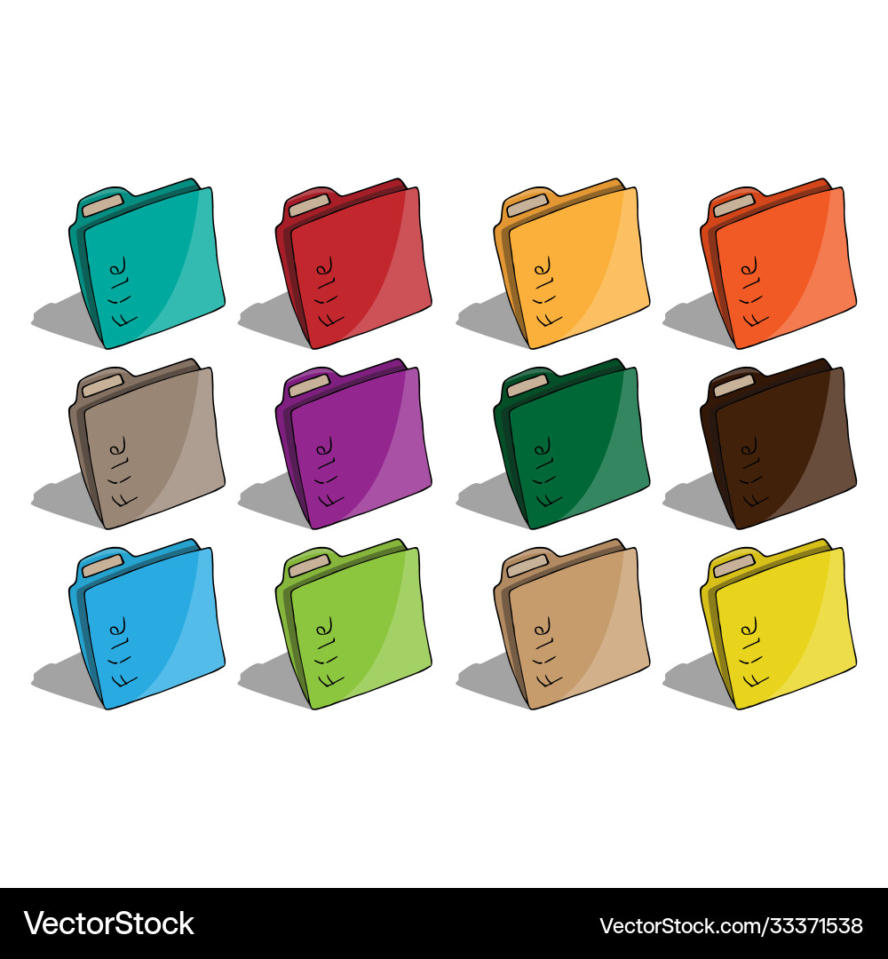 Set folder for files icon documents vector image