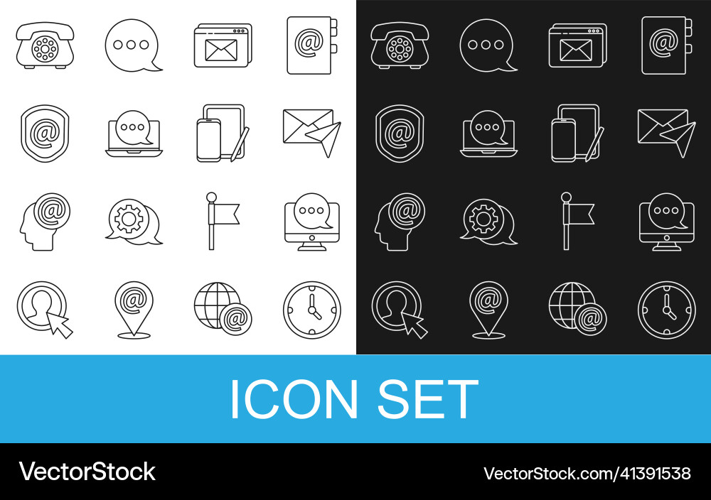 Set line clock chat messages notification Set line clock chat messages notification Vector Image