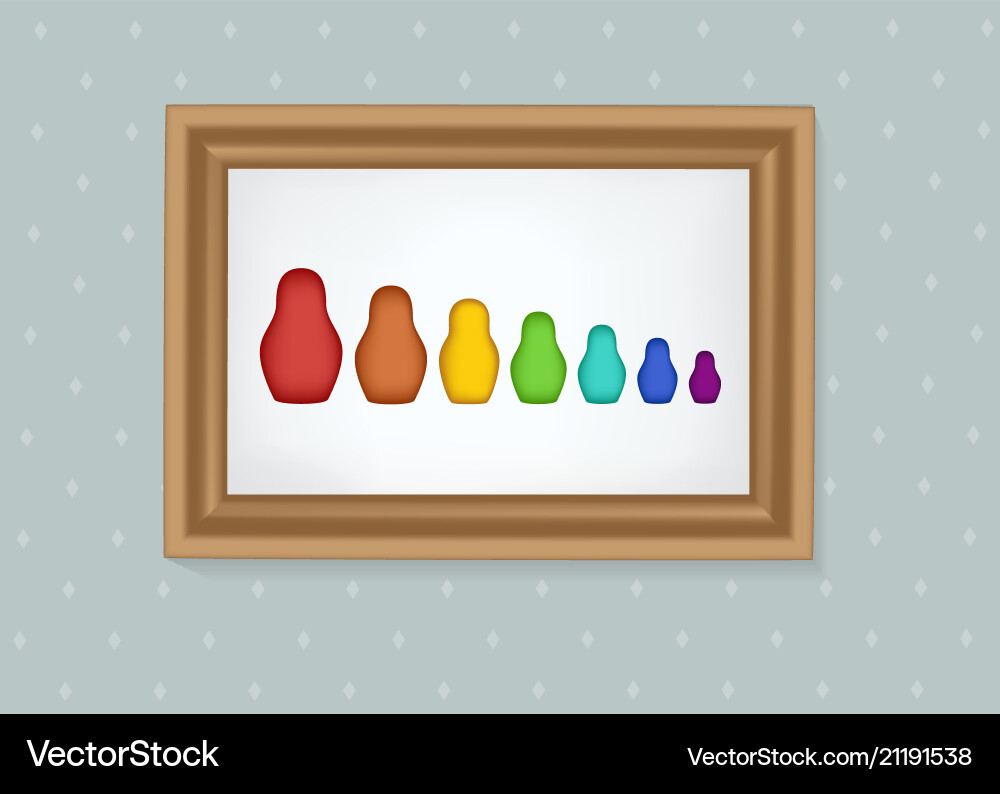 Set of nesting dolls in a frame Set of nesting dolls in a frame vector image