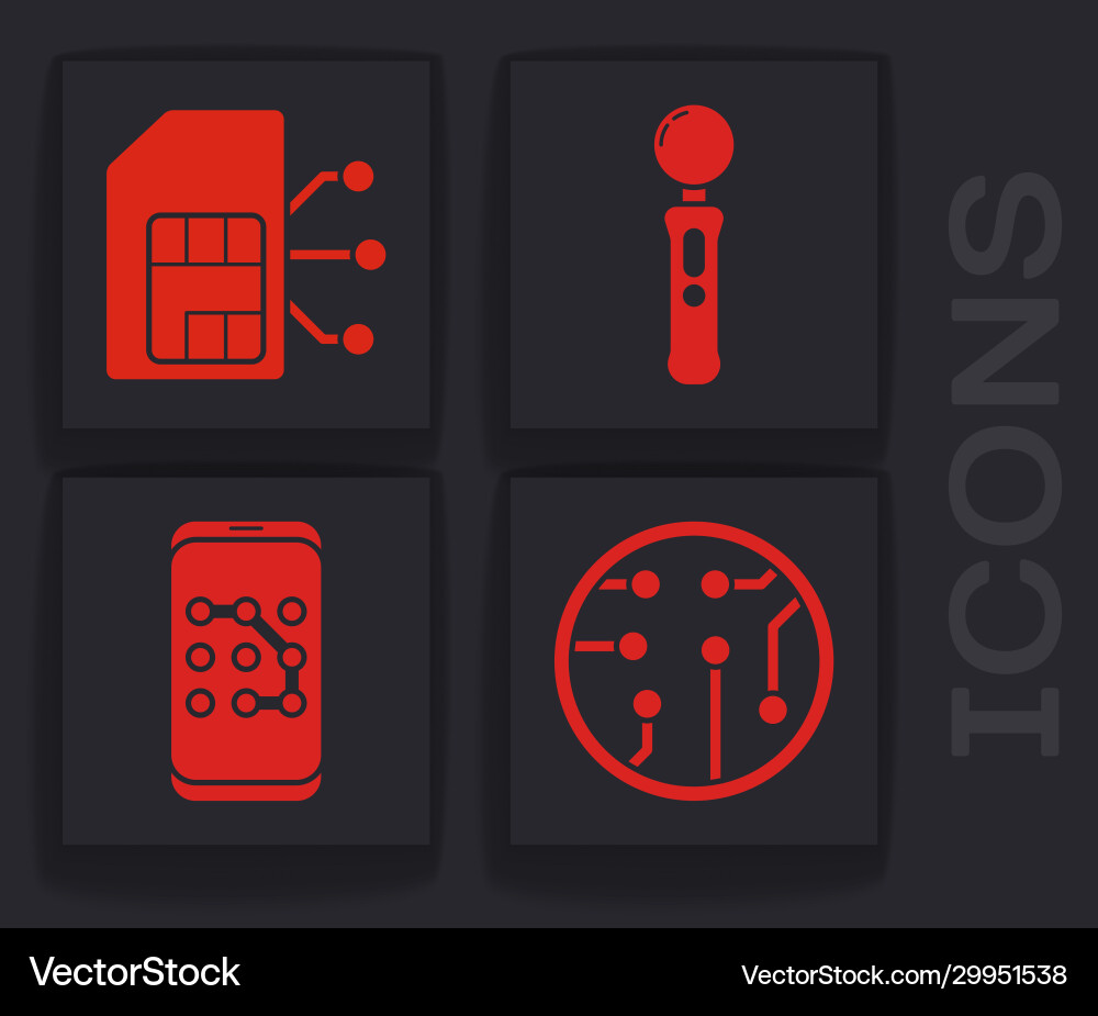 Set processor sim card gamepad and mobile Set processor sim card gamepad and mobile vector image
