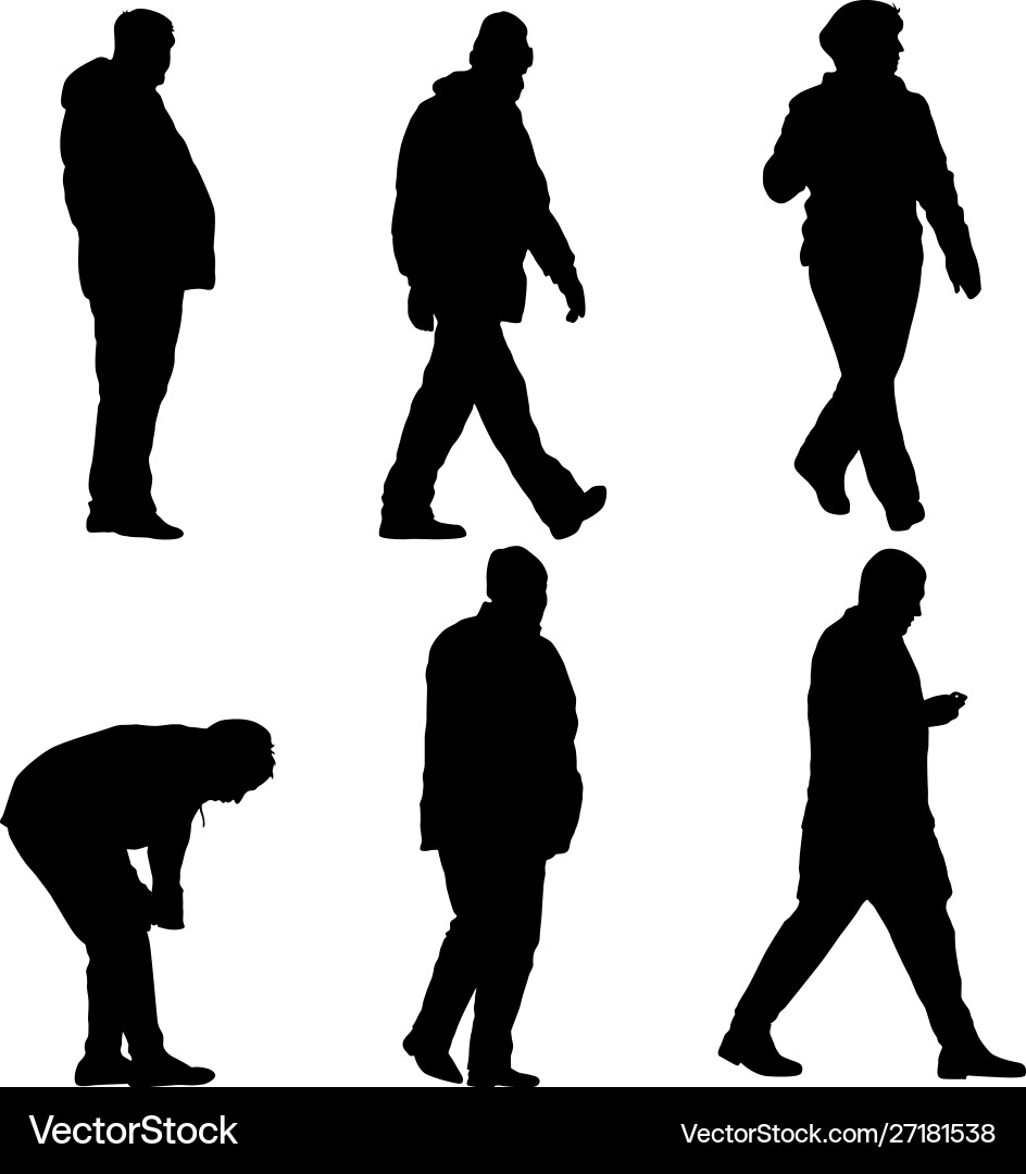 Silhouette group people standing in various Silhouette group people standing in various vector image