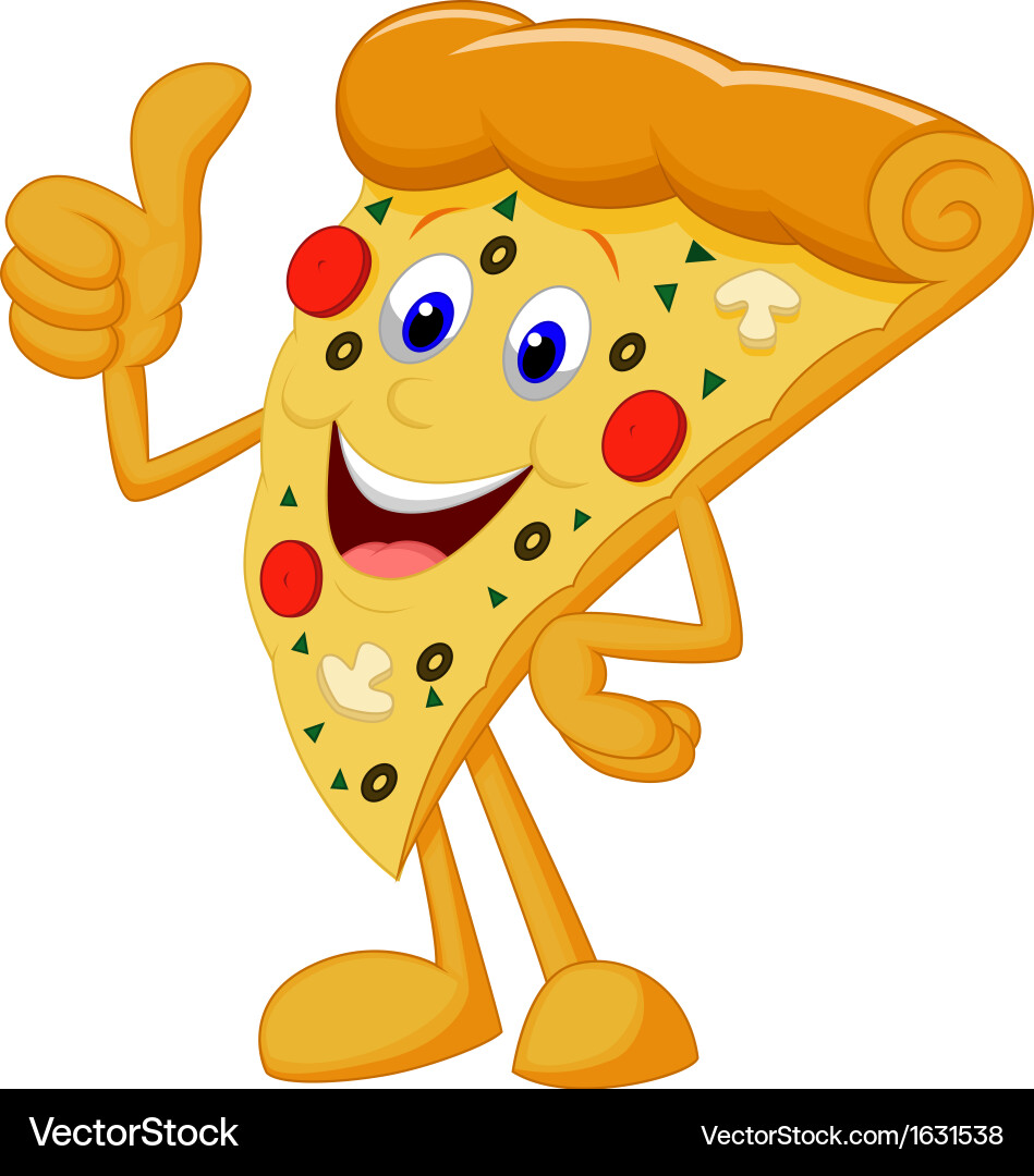 Smiling Pizza Character with Upward Gesture vector image