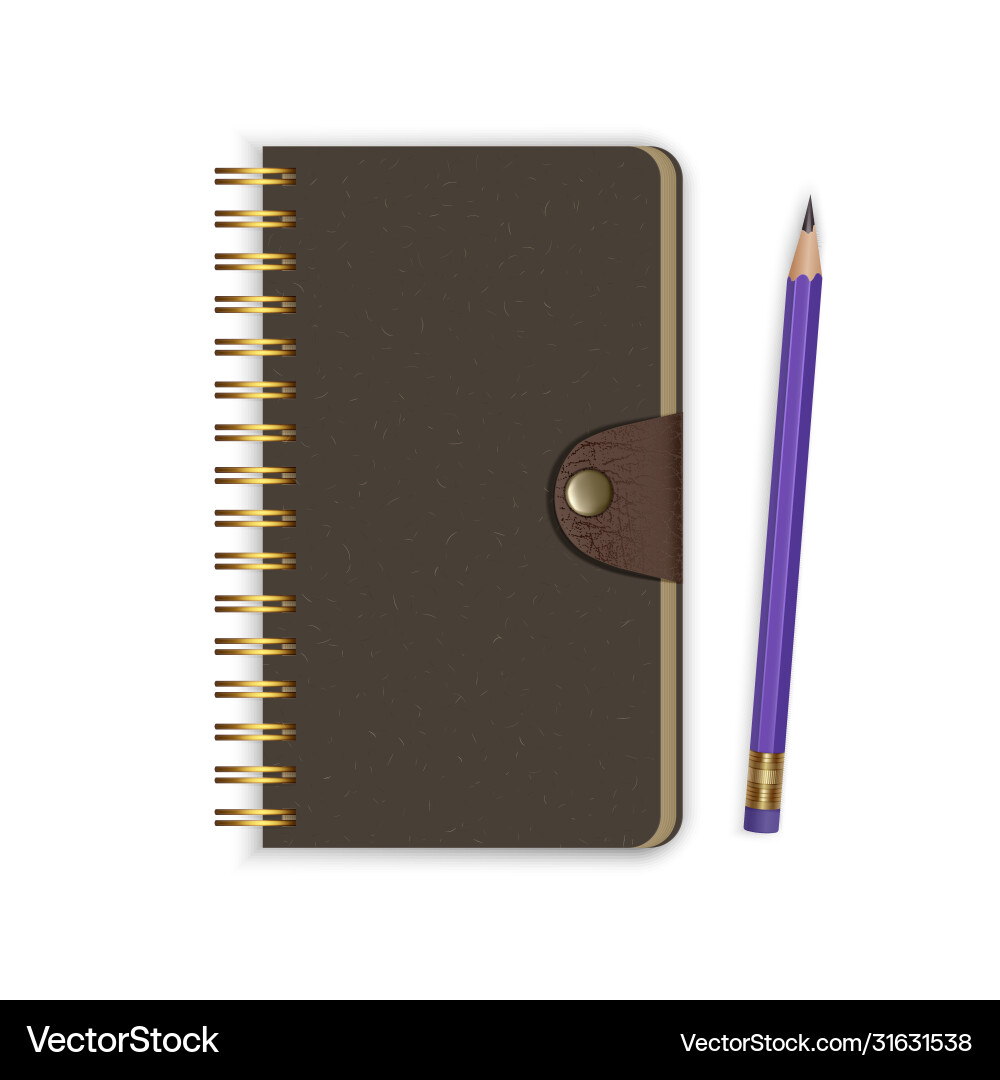 Spiral binding notebook or notepad and pencil Spiral binding notebook or notepad and pencil vector image