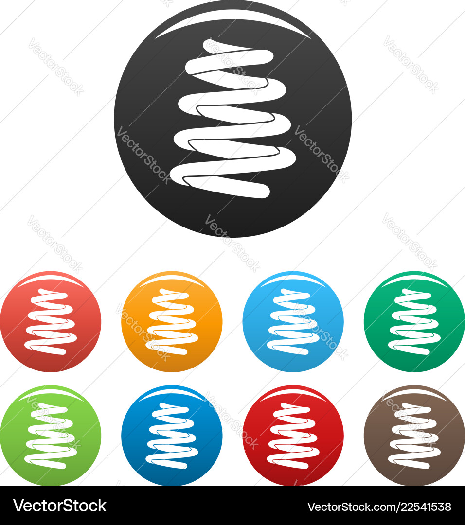 Spring coil icons set color Spring coil icons set color vector image