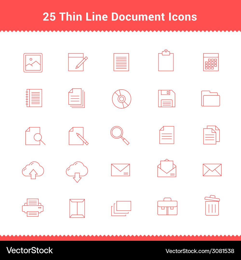 Thin Line Document Icons Set vector image