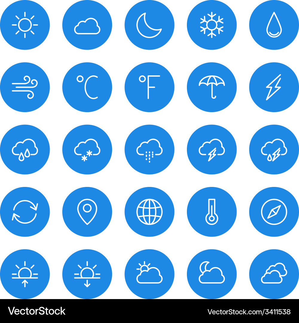 Thin line weather icons set for web and mobile Vector Image
