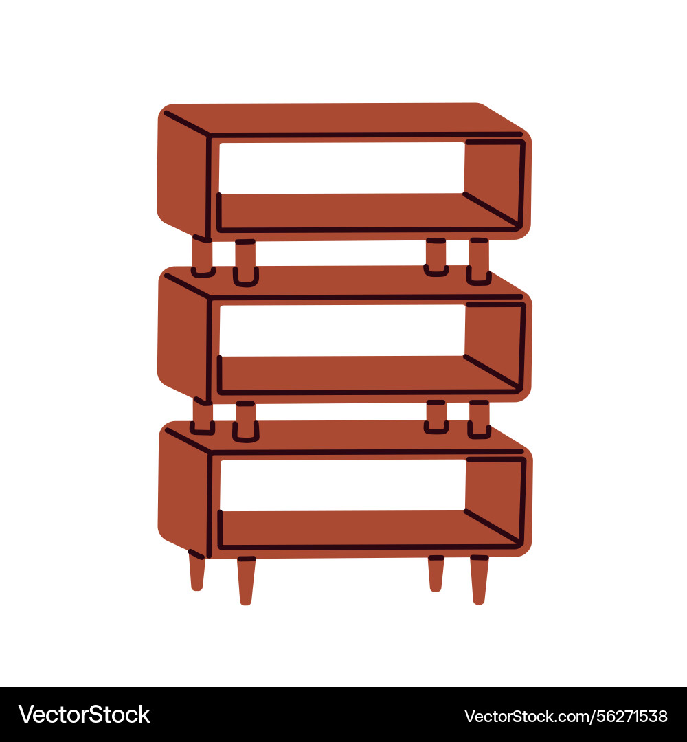 Wooden shelf unit for storage open modular Wooden shelf unit for storage open modular vector image