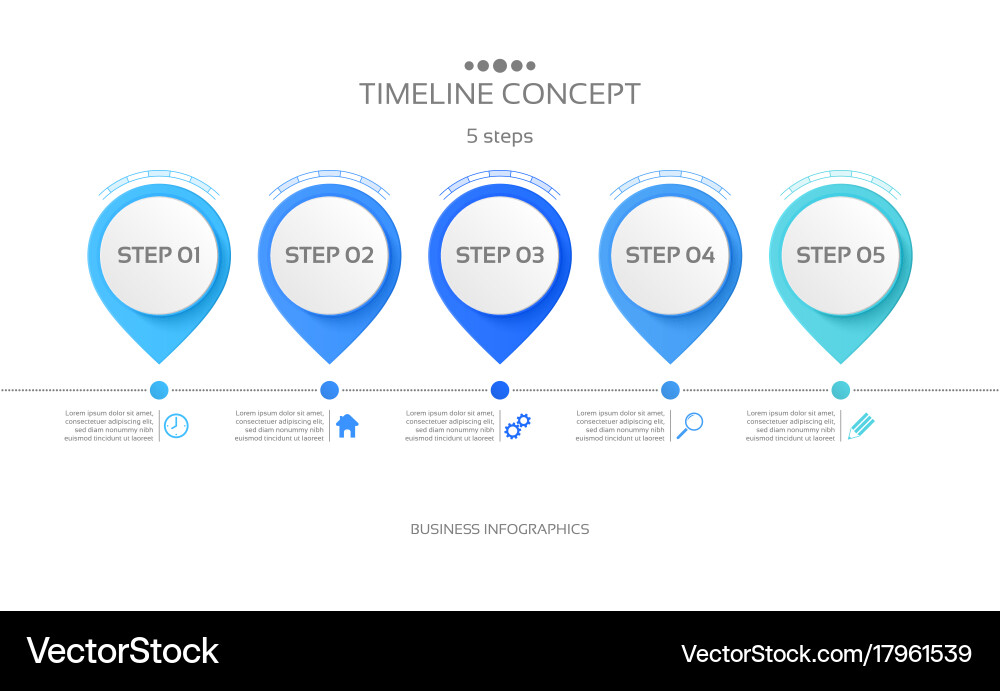 5 Steps Timeline Chart Template Vector Image