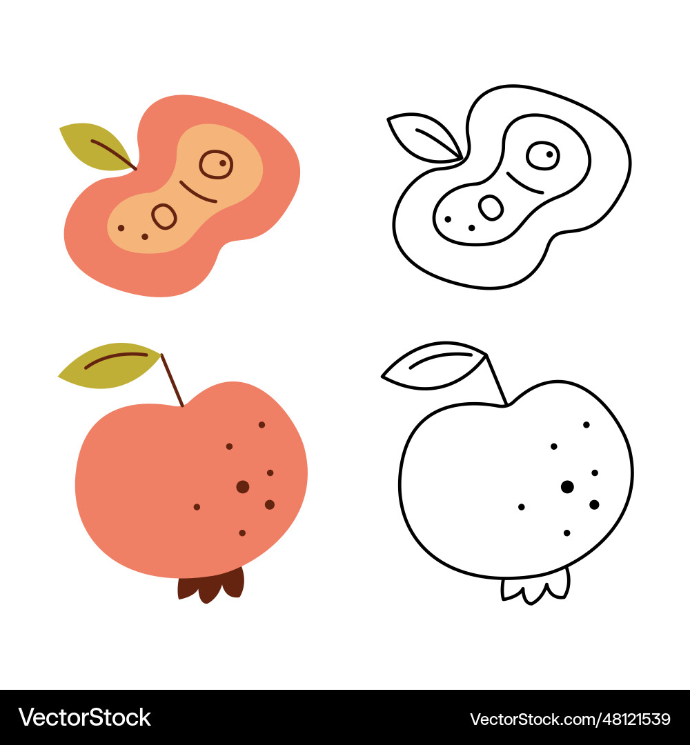 A small set with an apple and half A small set with an apple and half vector image