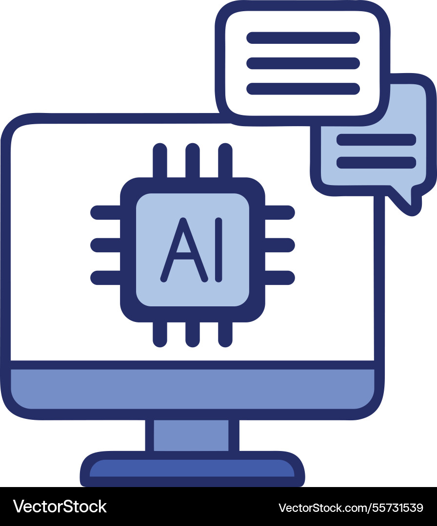 Ai Chatbot Computer digitale neuronale Prozessor vektorbild