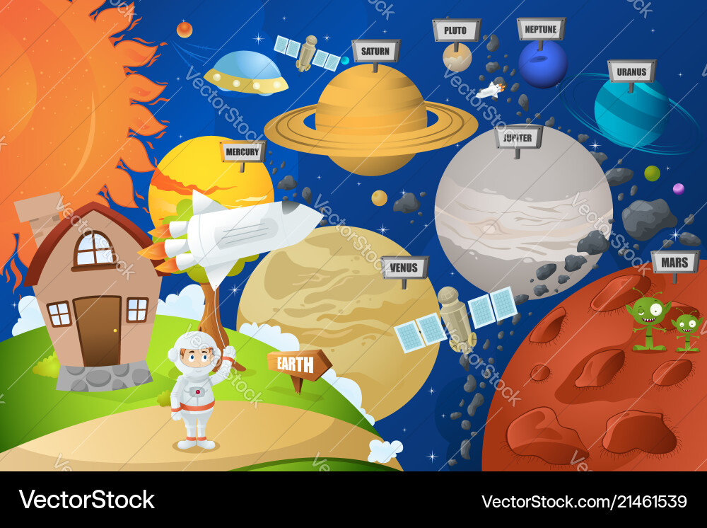 Astronaut and planet system Astronaut and planet system vector image