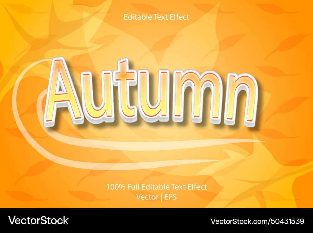 Autumn editable text effect 3 dimension emboss Autumn editable text effect 3 dimension emboss vector image