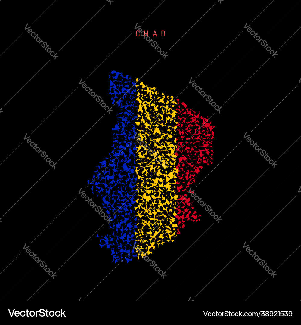 Chad flag map chaotic particles pattern Vector Image