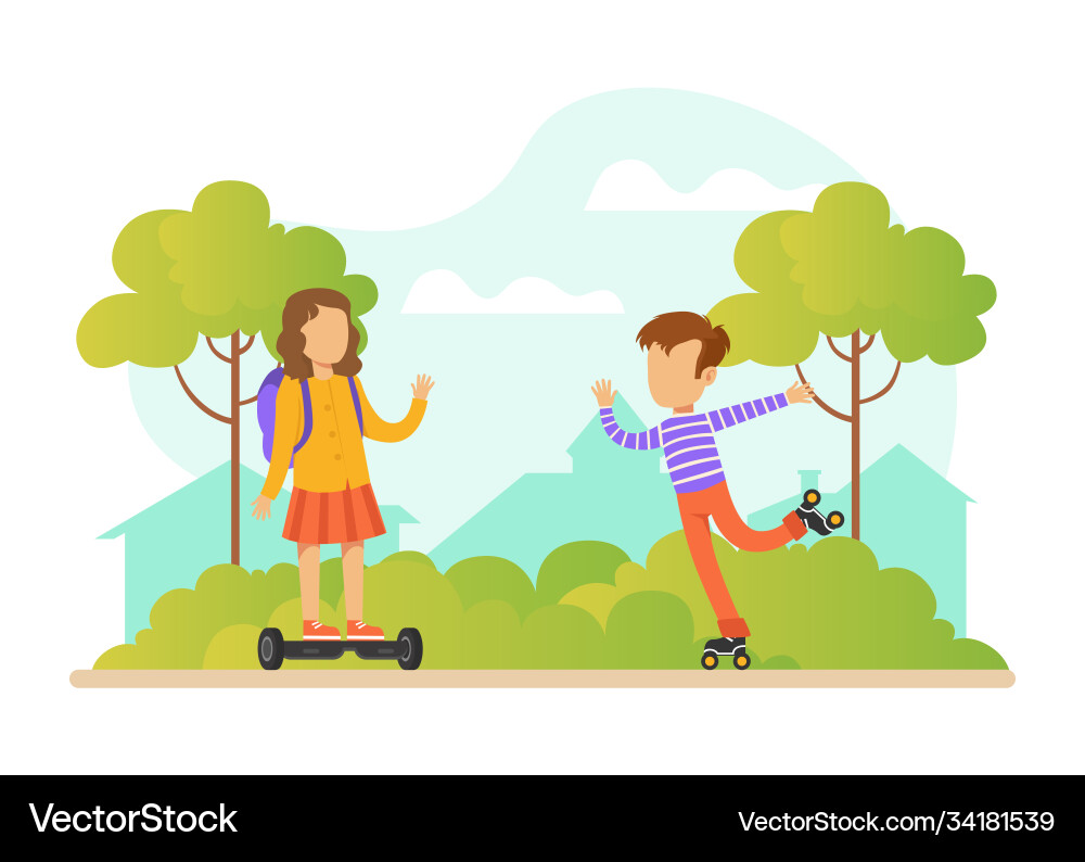 Children activities in park cute girl riding gyro Children activities in park cute girl riding gyro vector image