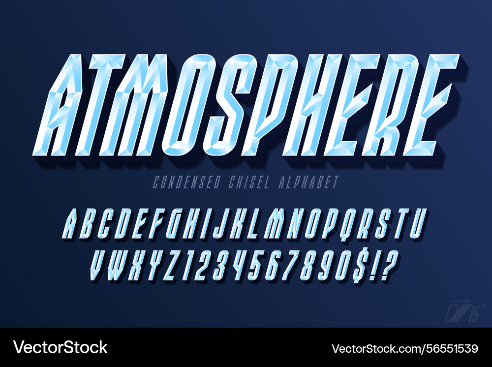 Chisel crystal letters design original alphabet vector image