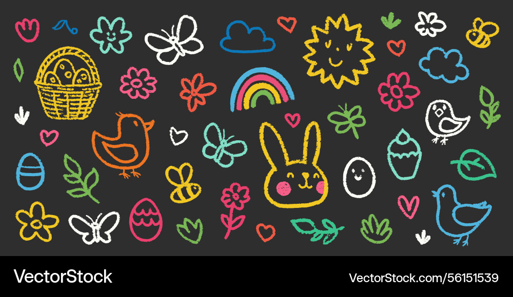 Crayon Bleistift bunte Ostern Quiggles Set Crayon Bleistift bunte Ostern Quiggles Set vektorbild
